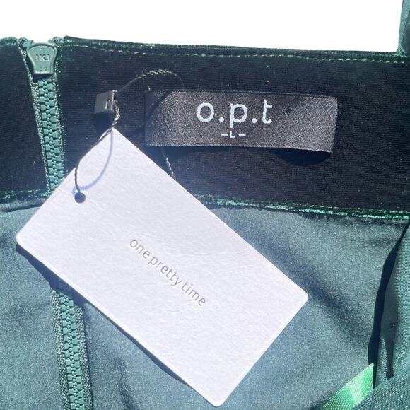 O.P.T One Pretty Time Emerald Green Ruched Organza Crop Top - Size Large - Picture 4 of 10